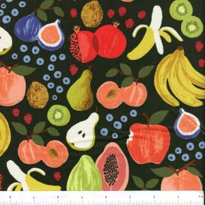 Orchard Fruit Stand in Hunter by Rifle Paper Co. for Cotton + Steel Fabrics - Sold in Half Yard Increments