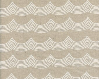 Sold by the Half Yard - Figo Fabrics Terra Waves in White Linen Cotton by Ghazal Razavi