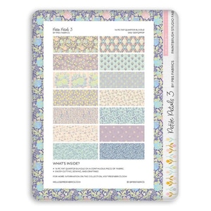 Petite Petals 3 Blue/Pink Flat Fat Stack - 14 Fat Quarters in One Continuous Piece!