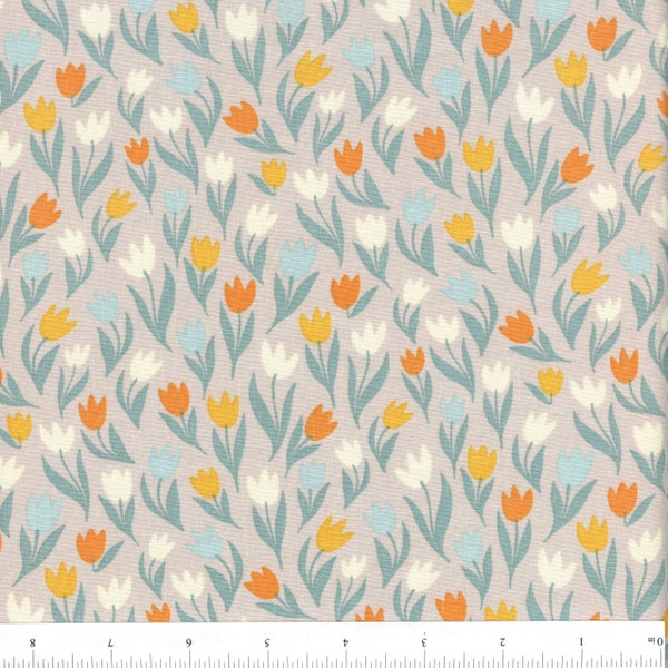 Sold by the Half Yard - Fairy Dust Tulips in Gray by Ashley Collett Design for Riley Blake Designs