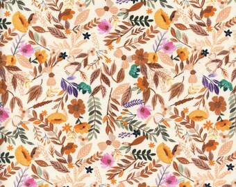 Sold by the Half Yard - Autumn Friends Autumn Leaves in Linen by Mia Charro for Free Spirit Fabrics