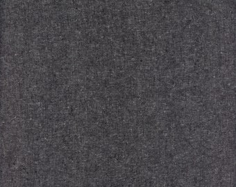 Sold by the Half Yard - Essex Yarn Dyed Linen-Cotton in Charcoal by Robert Kaufman Fabrics