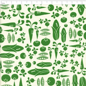 In the Vegetable Garden Fresh Veggies in First Rain by Loes Van Oosten for Cotton + Steel Fabrics - Sold in Half Yard Increments