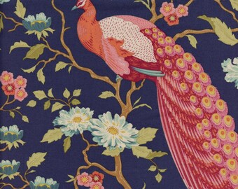 Sold by the Half Yard - Tilda Fabrics Chic Escape Peacock Tree in Navy Blue