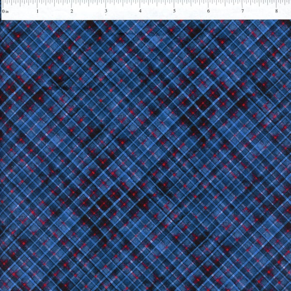 Sold by the Half Yard - Hedgehog Hollow Plaid in Blue by In the Beginning Fabrics