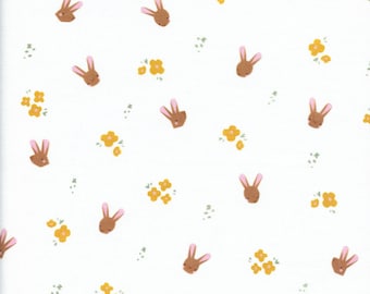 Easter Egg Hunt Bunnies in White - Sold in Half Yard Increments