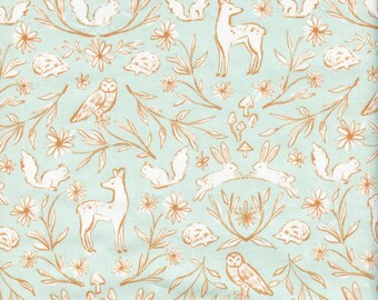 Sold by the Half Yard - Wood You Be Mine? Woodland Toile in Misty by Clara Jean Designs