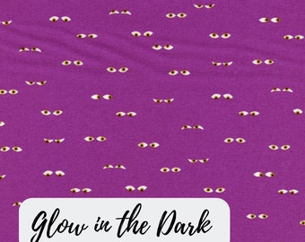 Sold by the Half Yard - Tiny Frights Creepy Eyes in Witchy GLOW by Ruby Star Society