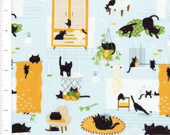 Sold by the Half Yard - Feline Fancy Kitty Wash in Icy by LeezaWorks for Dear Stella Fabrics