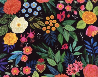 Sold by the Half Yard - Hola Frida Bellezza in Coal by Miriam Bos for Dear Stella Fabrics
