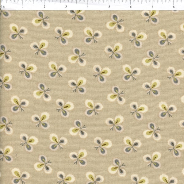 Sold by the Half Yard - Lady Tulip Cloverleaf in French Beige by Laundry Basket Quilts for Andover Fabrics