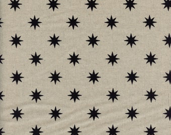 Sold by the Half Yard - Figo Fabrics Terra Stars in Black Linen Cotton by Ghazal Razavi