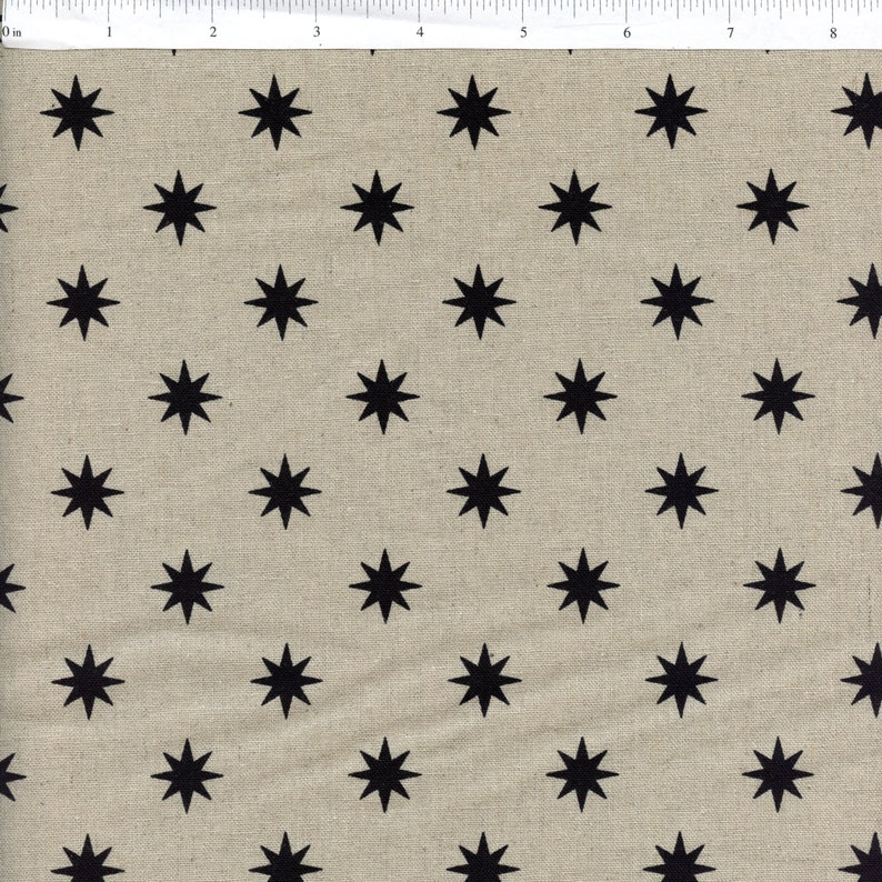 Sold by the Half Yard Figo Fabrics Terra Stars in Black Linen Cotton by Ghazal Razavi image 1