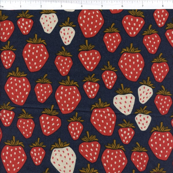 Sold by the Half Yard - Under the Apple Tree Queen of Berries CANVAS in Starry Night by Loes Van Oosten  for Cotton + Steel