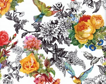 Sold by the Half Yard - Decoupage Garden Toile by In the Beginning Fabrics