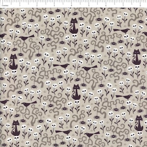 Gothic Whimsy Skulls Garden by Anequ Studio for Cloud 9 Fabrics - 100% Certified Organic Cotton - Sold in Half Yard Increments