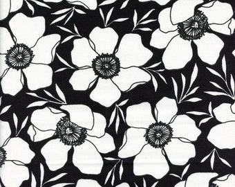 Sold by the Half Yard - Alli K Illustrations Flower Pattern 2 in Black by Moda