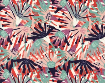 Sold by the Half Yard - Good Vibes Vibration in Rosy Glow by Angela Corti for Cotton + Steel Fabrics