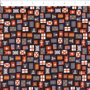 Hoist the Sails Flags in Black - Sold in Half Yard Increments