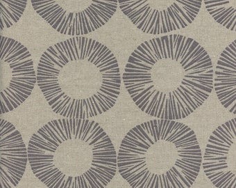 Sold by the Half Yard - Figo Fabrics Terra Circles in Gray Linen-Cotton by Ghazal Razavi