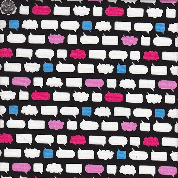 Sold by the Half Yard - Moxie Chatroom in Black by  Erin McMorris for Free Spirit Fabrics