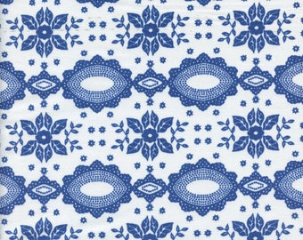 Sold by the Half Yard - Nathalie Lete Folk Heart Lace in China for Conservatory Craft by Free Spirit Fabrics