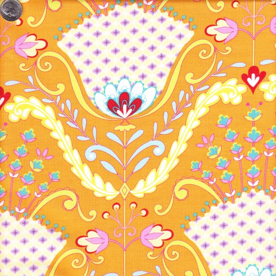 Dena Designs PWDF126 Pretty Little Things Ella Orange Cotton Fabric By Yard