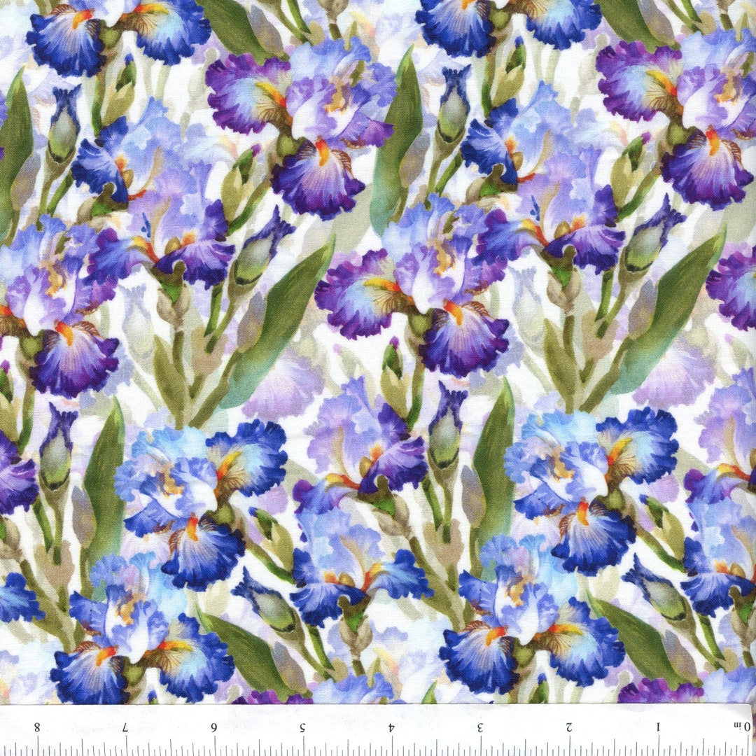 Decoupage Iris in Purple by in the Beginning Fabrics - Sold in Half ...