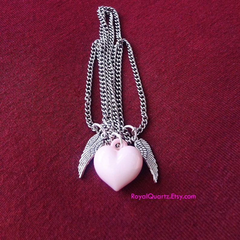 Girly Angel Wings Necklace by Royal Quartz Pastel Pink Cute Decora Sweet Lolita Yume Kawaii One of a kind Kawaii Gaijin