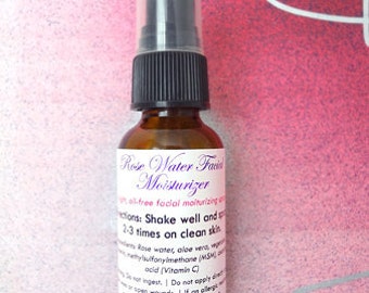 Rose Water Facial Moisturizer Spray 1 oz . For soft, dewy, glass skin lovers . Light and Oil free . Birthday + Spring Skincare Gift