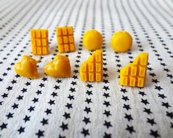 Yellow Mini Macaroon & Chocolate Bar Earrings . Barbiecore Gift . Cute Girly Gift . Gyaru Y2K Jewelry Gyaru Lolita Aesthetic
