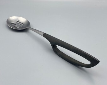 SEARS Stainless Japan Slotted Serving Spoon, Long Synthetic Handle, Pierced Spoon 13.5" Mid Century Utensil