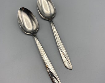 Insico CONSTELLATION Solid Serving Spoons, 2pcs, Mid Century Stainless Flatware, Atomic Stars, Tablespoon