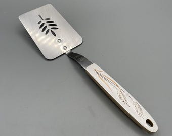Vintage Rare CLYDE 1850 Stainless Steel Solid Spatula Wood Handle