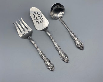 Imperial Stainless CHALMETTE Serving Utensils 3pcs, Replacement Flatware, Gravy Ladle, Meat Fork and Pierced Pie Server