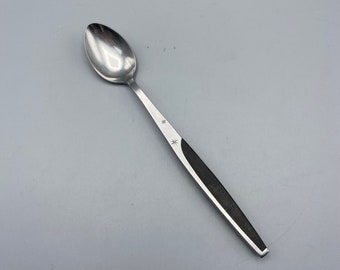 Stainless Japan Iced Tea Spoon, Mid Century Atomic Flatware, Black Handle with 2 Stars, Japan Flatware