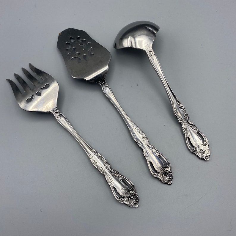 Imperial Stainless CHALMETTE Serving Utensils 3pcs, Replacement Flatware, Gravy Ladle, Meat Fork and Pierced Pie Server image 4