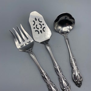 Imperial Stainless CHALMETTE Serving Utensils 3pcs, Replacement Flatware, Gravy Ladle, Meat Fork and Pierced Pie Server image 3