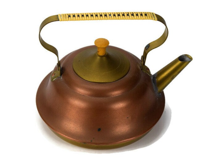 Mid Century Copper and Brass Tea Kettle Made in Holland Etsy
