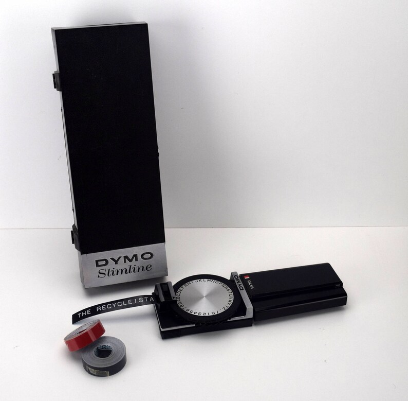 Vintage Dymo Label Maker 1450 Slimline with Case, Dymo Embossing Tape, Old School Labelmaker, Home Organization image 2