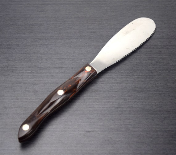 Vintage Cutco No. 1768 Spatula Spreader Knife, Marbled Brown