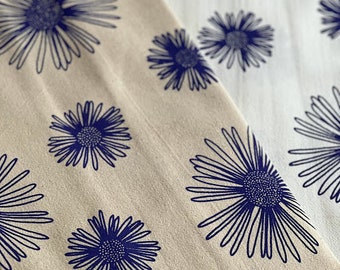 Asters flour sack tea towel. Screen printed cotton kitchen towel. Dish towel.