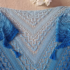 Handmade Ombre Blue Crochet Shawl: Lightweight Summer Wrap - Etsy