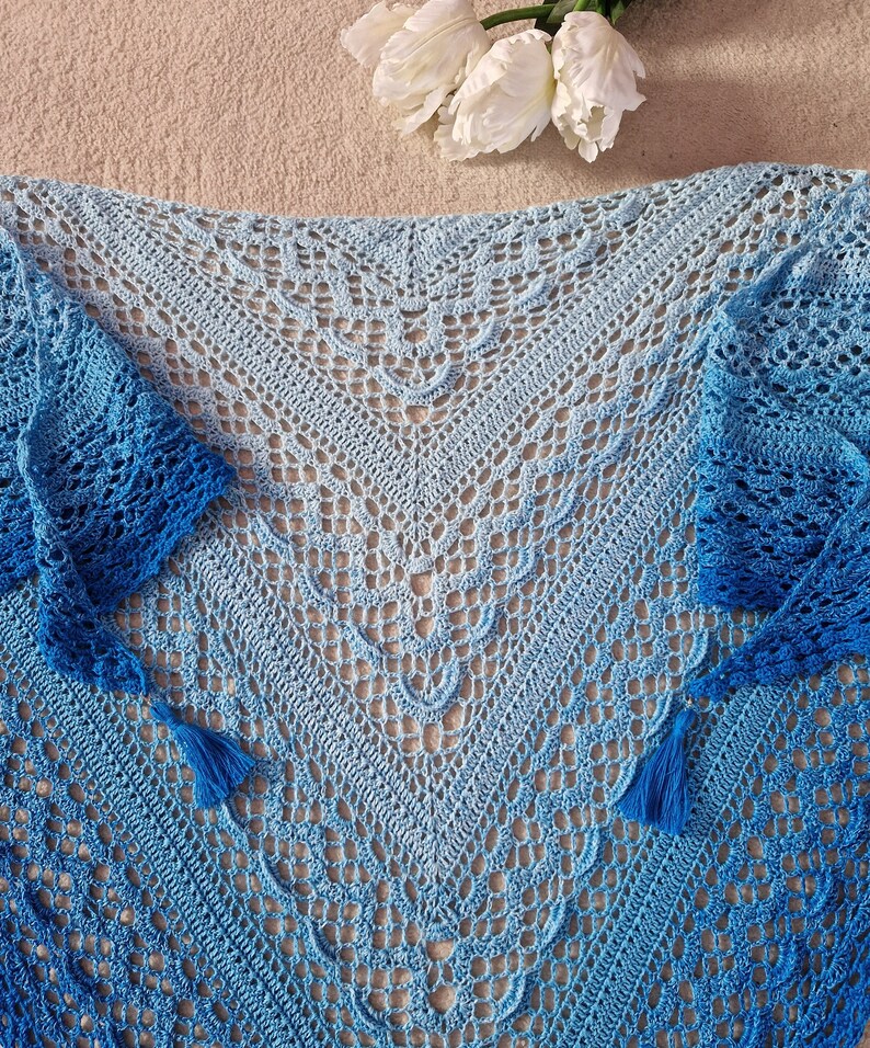 Handmade Ombre Blue Crochet Shawl: Lightweight Summer Wrap - Etsy