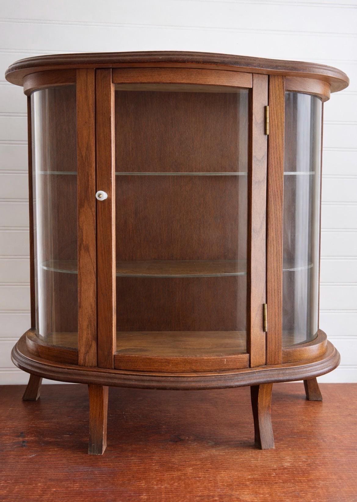 Antique Curved Glass Display Case - Etsy