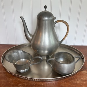 Vintage Pewter Tea Set – Royal Holland KMD Tiel – Mid-Century Dutch Elegance