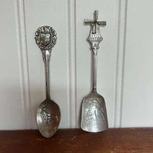 Vintage Souvenir Spoon Set: Swiss Goat & Dutch Windmill