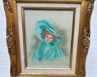 Antique Framed Painting Featuring Gold Gilt Frame - Painting Of Girl - Framed Art