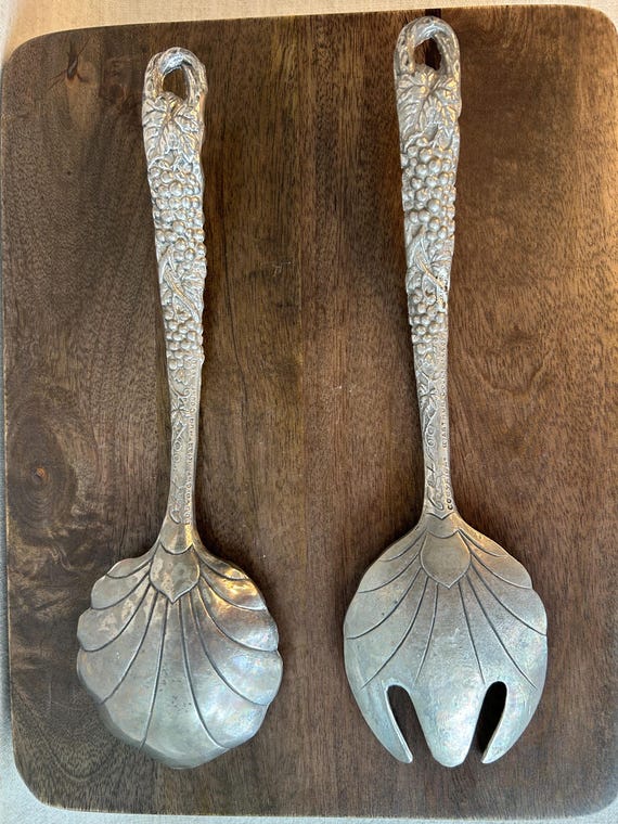 Vintage Serving Spoons/ Arthur Court Grape Salad Serving Utensils