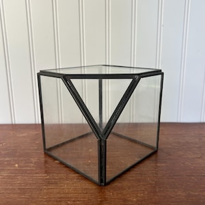 Modern Geometric Glass Terrarium | Minimalist Display Box | Tabletop Greenhouse